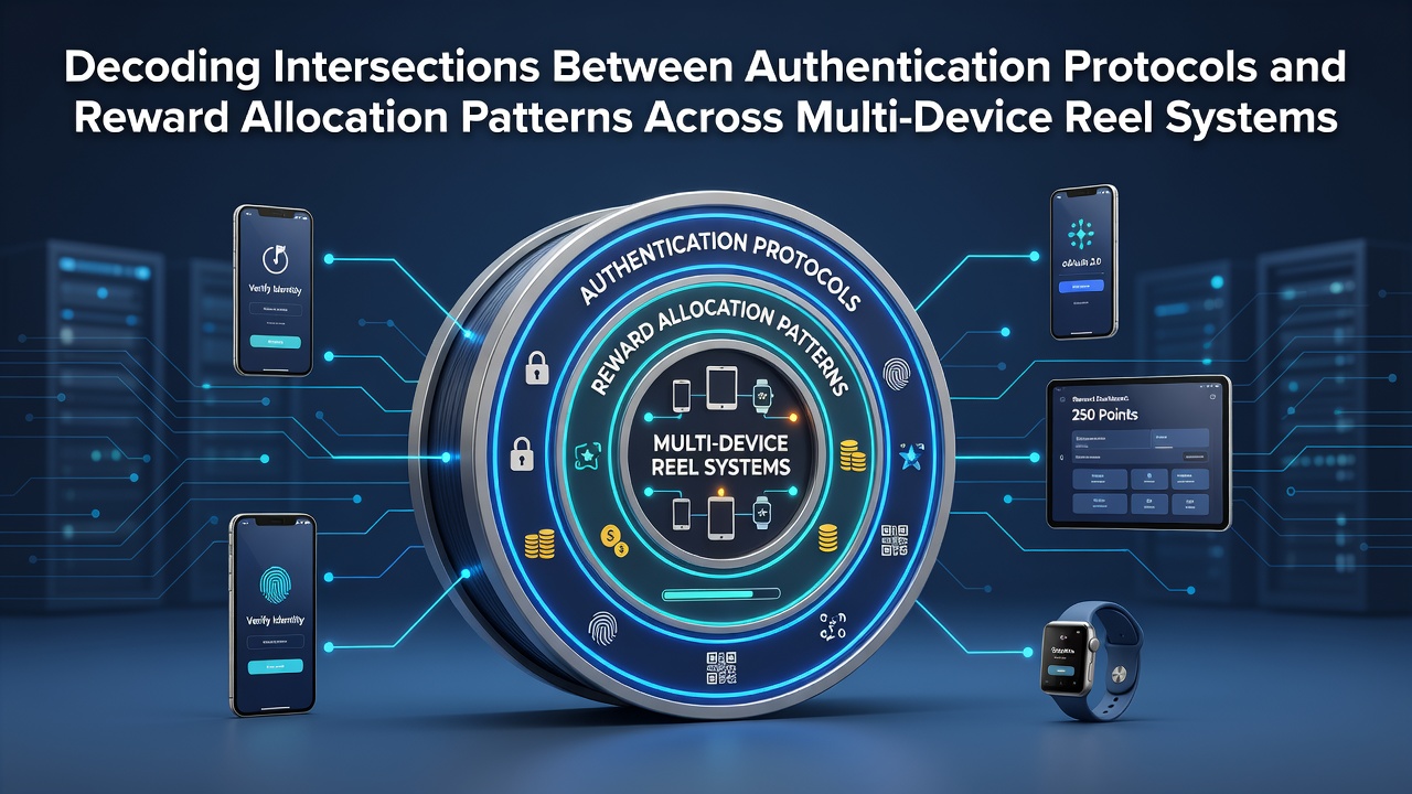Multi-device reel systems showing authentication interfaces across mobile, tablet and desktop platforms