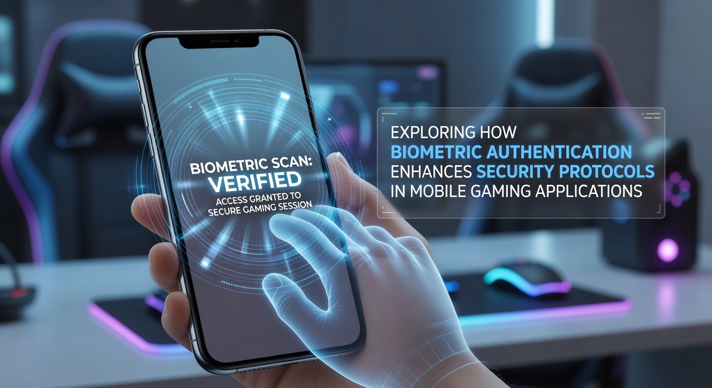Mobile gaming device displaying biometric login interface with fingerprint and facial recognition options