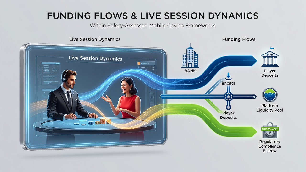 Data visualization of funding flows impacting live dealer session engagement metrics on mobile platforms