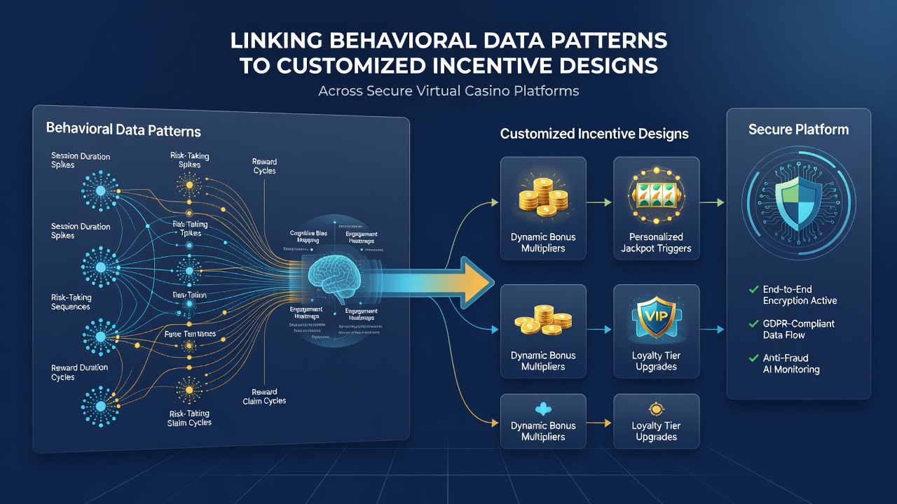 Illustration of customized incentive design workflow connecting behavioral analytics to secure reward distribution in virtual casino environments