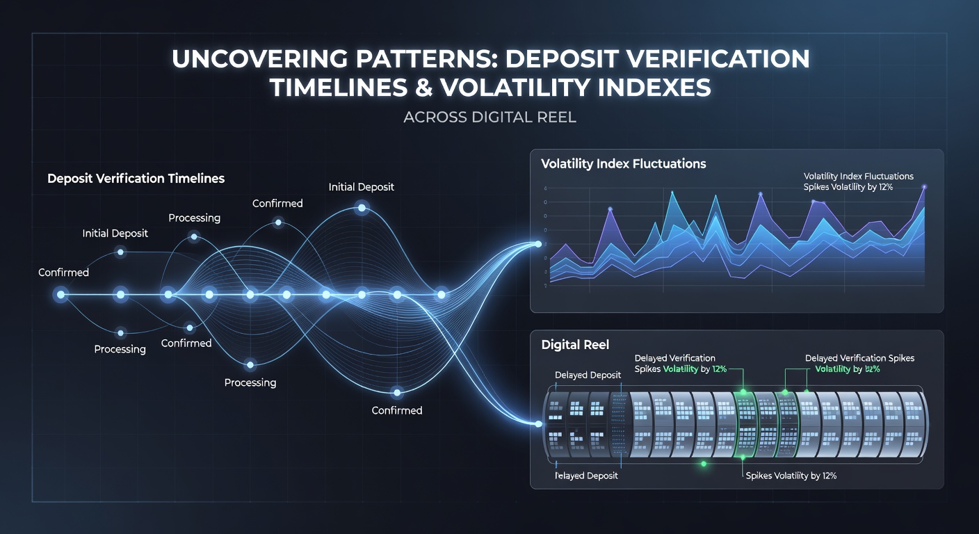 Analytical dashboard displaying deposit timeline data overlaid with volatility index trends from digital reel platforms